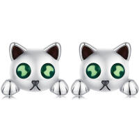 Unique glow-in-the-dark scary cat stud earrings made of...