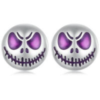 Special noctilucent scary face stud earrings made of 925...