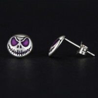 Special noctilucent scary face stud earrings made of 925 silver