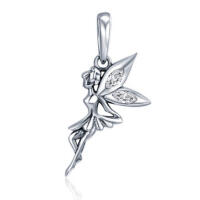 Sweet 925 silver fairy pendant with sparkling zirconia wings - elf