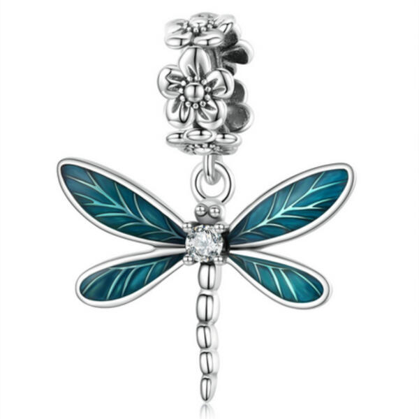 Pendant dragonfly painted with enamel
