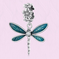 Pendant dragonfly painted with enamel