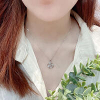 Special lucky clover leaf pendant with zirconia made of...