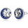Stud earrings cat moon with blue zirconias
