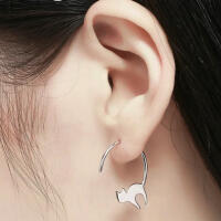 Special cat silhouettes as earrings made of rhodium-plated 925 silver