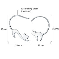 Special cat silhouettes as earrings made of rhodium-plated 925 silver