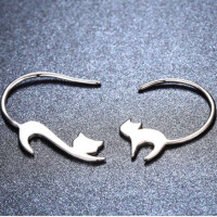 Besondere Katzen Silhouetten als Ohrringe aus 925 Silber rhodiniert