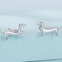 Besondere Dackel / Hund Ohrstecker in 3D aus 925 Silber Hundeliebe
