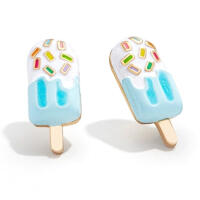 Stud earrings ice gold plated and painted with enamel