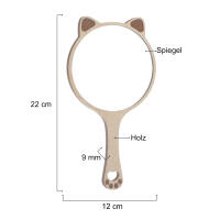 Extraordinary hand mirror with wooden cat ears