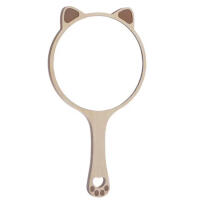 Large Hand Mirror with Cat Ears and Laser-Etched Paw Prints on Handle