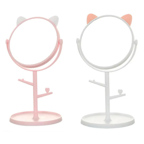 Extraordinary standing mirror with jewelry holder in a cat design