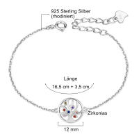 Chic 925 Silver Bracelet Tree with Colored Zirconias