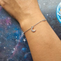 Elegantes 925 Silber Armband mit Mond und Sternen | Pantercats