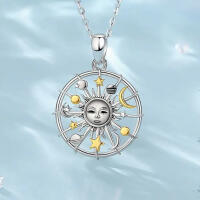 Pendant sun with gold plated details