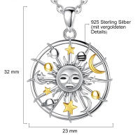 Außergewöhnlicher Anhänger: große Sonne mit Sonnensystem 925 Silber