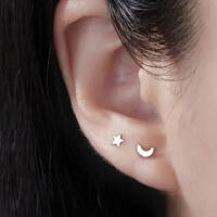 Charming little star and moon stud earrings made of 925 silver astronomy