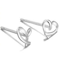 Elegant sweet little bow heart stud earrings made of 925...