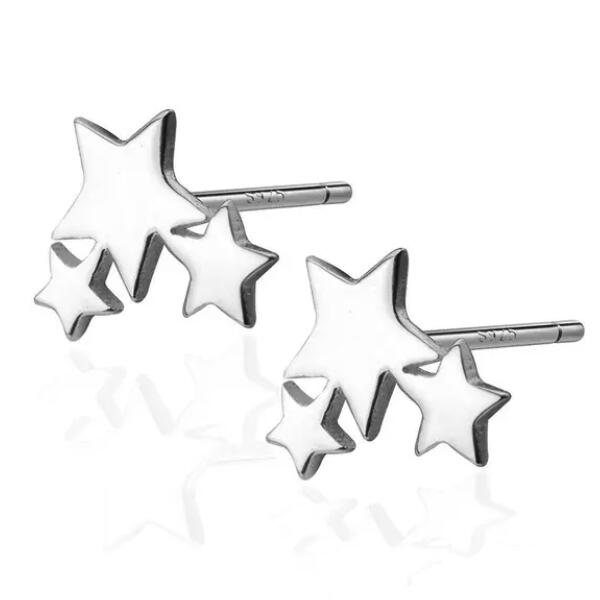 Mysterious star stud earrings made of 925 silver, enchanting style
