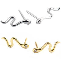 Elegant small snake stud earrings made of 925 silver in...