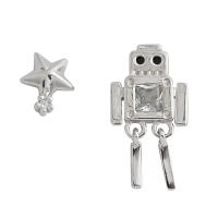 Special Robots with Star, Ear Studs in 925 Silver for...