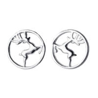 Unique reindeer / deer stud earrings made of 925 silver,...