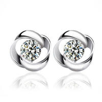 925 silver flower stud earrings, zirconia elegant pieces...