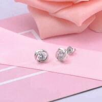 925 silver flower stud earrings, zirconia elegant pieces...