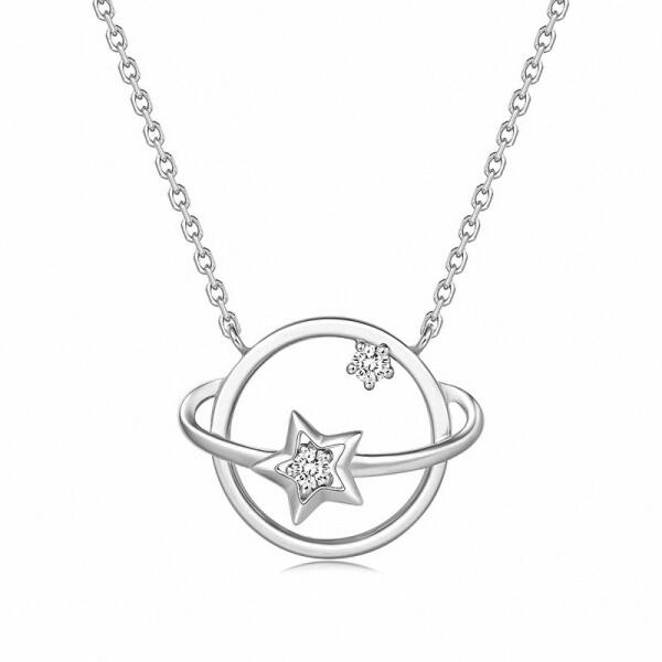 Besondere Halskette Galaxie mit Stern und Zirkonia 925 Silber
