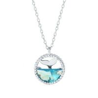 Exquisite 925 Silver Whale Necklace with Blue Zirconia