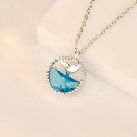 Exquisite 925 Silver Whale Necklace with Blue Zirconia