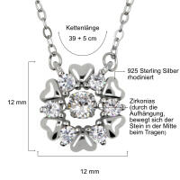 925 silver necklace with hearts and dancing zirconia