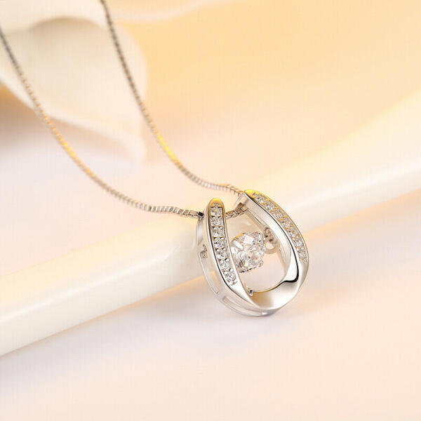 925 Silver Horseshoe Pendant with Zirconia for Your Love - 925 Silver J