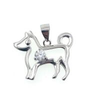 Extraordinary dog ​​pendant with zirconia made of 925 silver