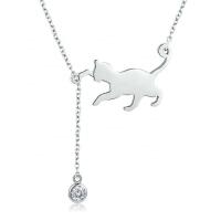 Besondere spielende Katzen Halskette 925 Silber mit Zirkonia