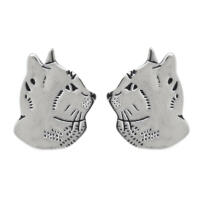 Unique cat head stud earrings made of 925 rhodium-plated...