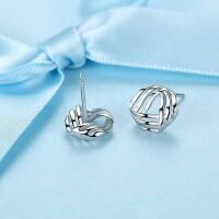 Elegant triangle knot stud earrings made of 925 rhodium-plated silver