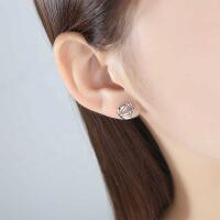 Elegant triangle knot stud earrings made of 925 rhodium-plated silver