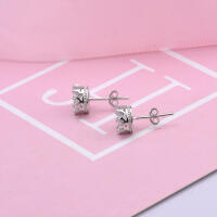 Royal crown stud earrings made of 925 silver with zirconia