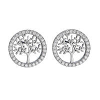 Special tree of life stud earrings made of 925 silver round zirconia