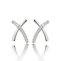 Exceptionally modern X-shape stud earrings made of 925...