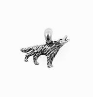 Unique little wolf pendant statement made of oxidized 925...