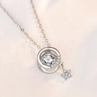 Necklace with a star and a dancing cubic zirconia