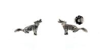Rocky little wolf stud earrings made of 925 silver in rockabilly style