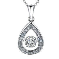 Elegant 925 silver pendant with dancing drop-shaped zirconia