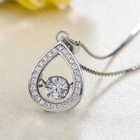 Elegant 925 silver pendant with dancing drop-shaped zirconia
