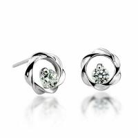 Elegant circle stud earrings made of 925 silver sparkling...